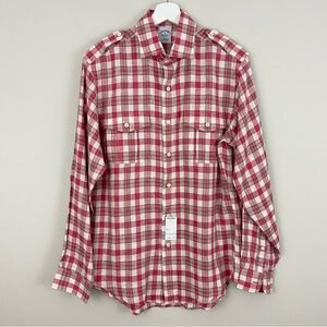 Brooks Brothers Slim Fit Irish Linen Plaid Button Up Shirt